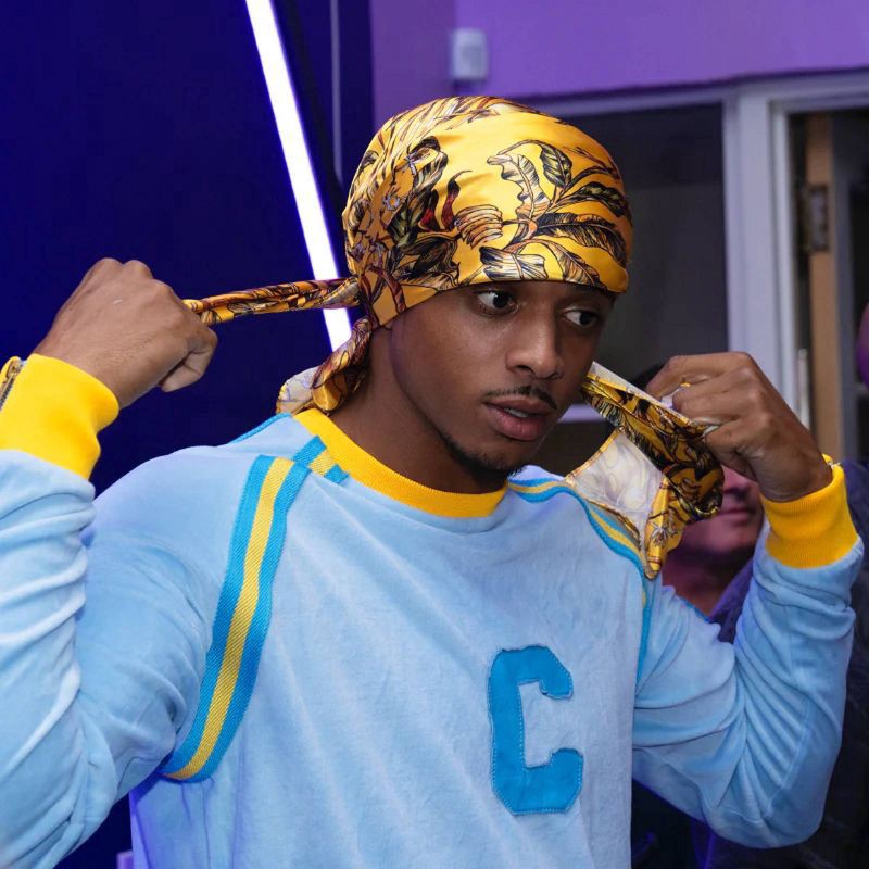 slide 4 of 7, Annie Broadus Collection Headwrap Scarf, Golden Tropics, 36 in. x 36 in., 1 ct