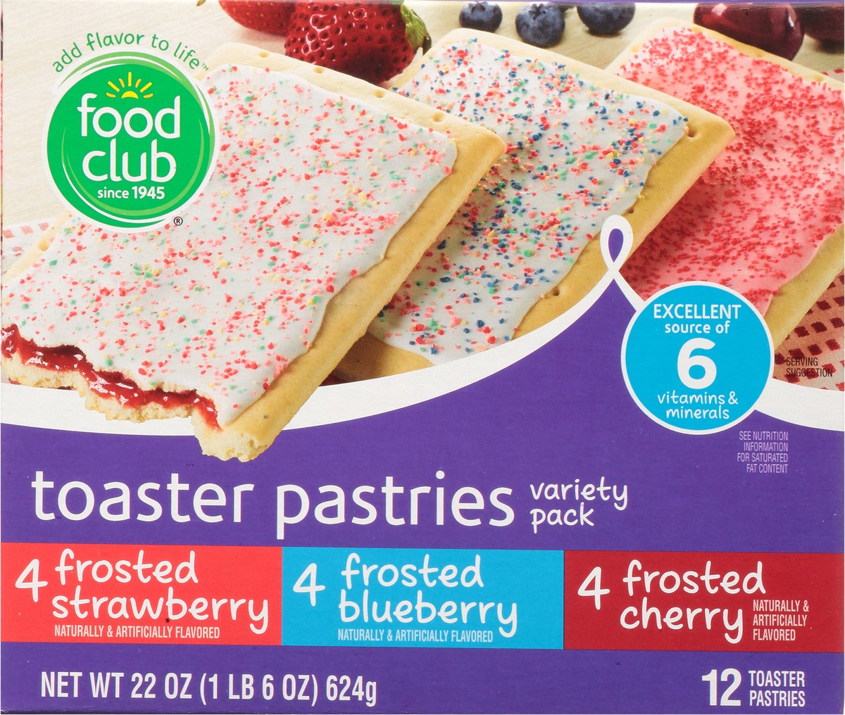 slide 5 of 13, Food Club Variety Pack Toaster Pastries 12 ea, 12 ct