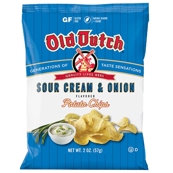 slide 1 of 1, Old Dutch Sour Cream Onion Potato Chips, 2 oz