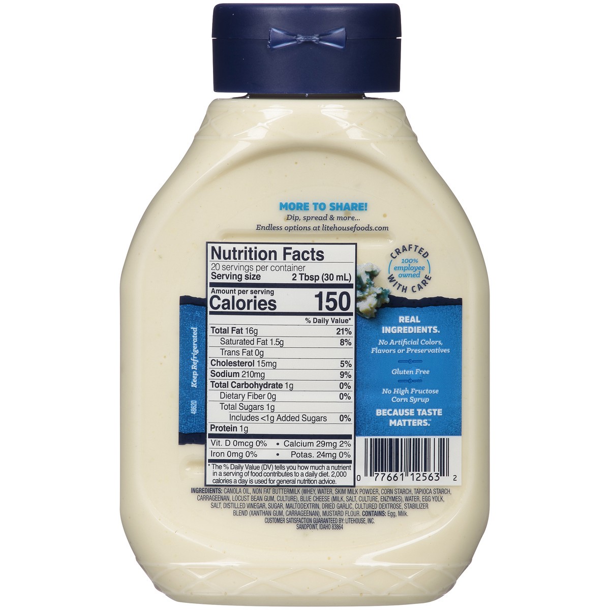 slide 7 of 9, Litehouse Family Size Original Bleu Cheese Dressing & Dip 20 fl. oz. Bottle, 20 fl oz