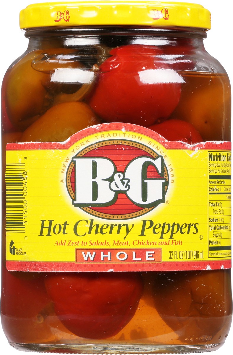 slide 4 of 13, B&G Whole Hot Cherry Peppers 32 fl oz, 32 fl oz