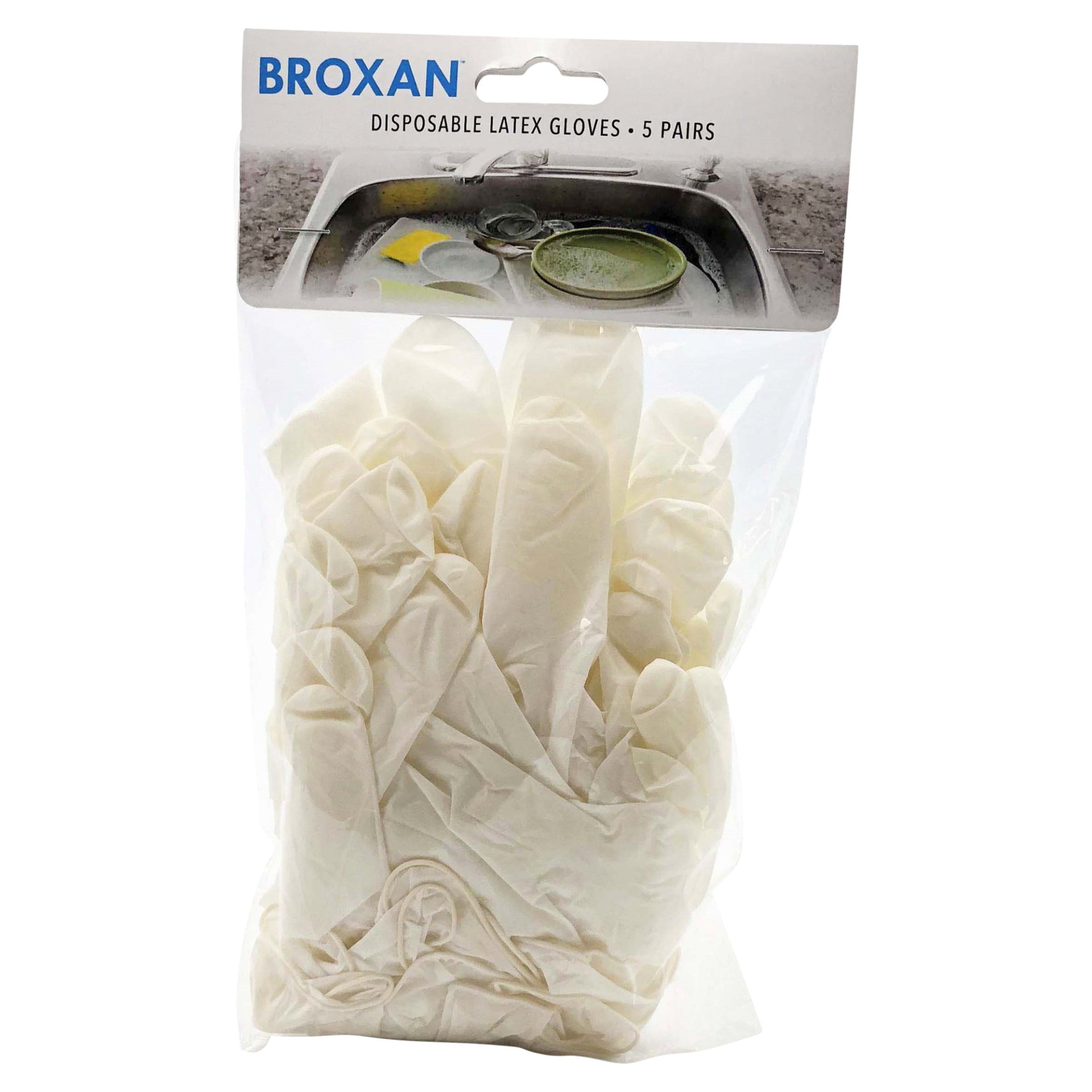 slide 1 of 1, Broxan Disposable Latex Gloves, 5 ct