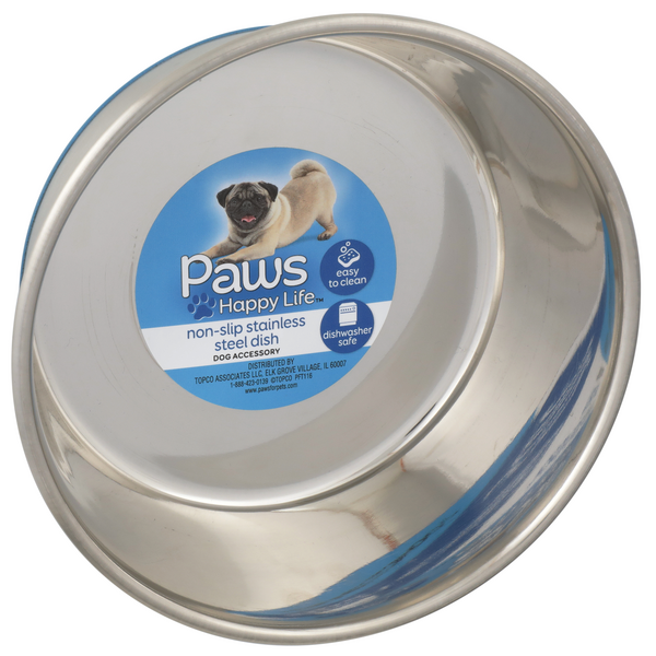 slide 1 of 1, Paws Happy Life Non-Slip Stainless Steel Dog Dish 1.25Qt, 1 ct