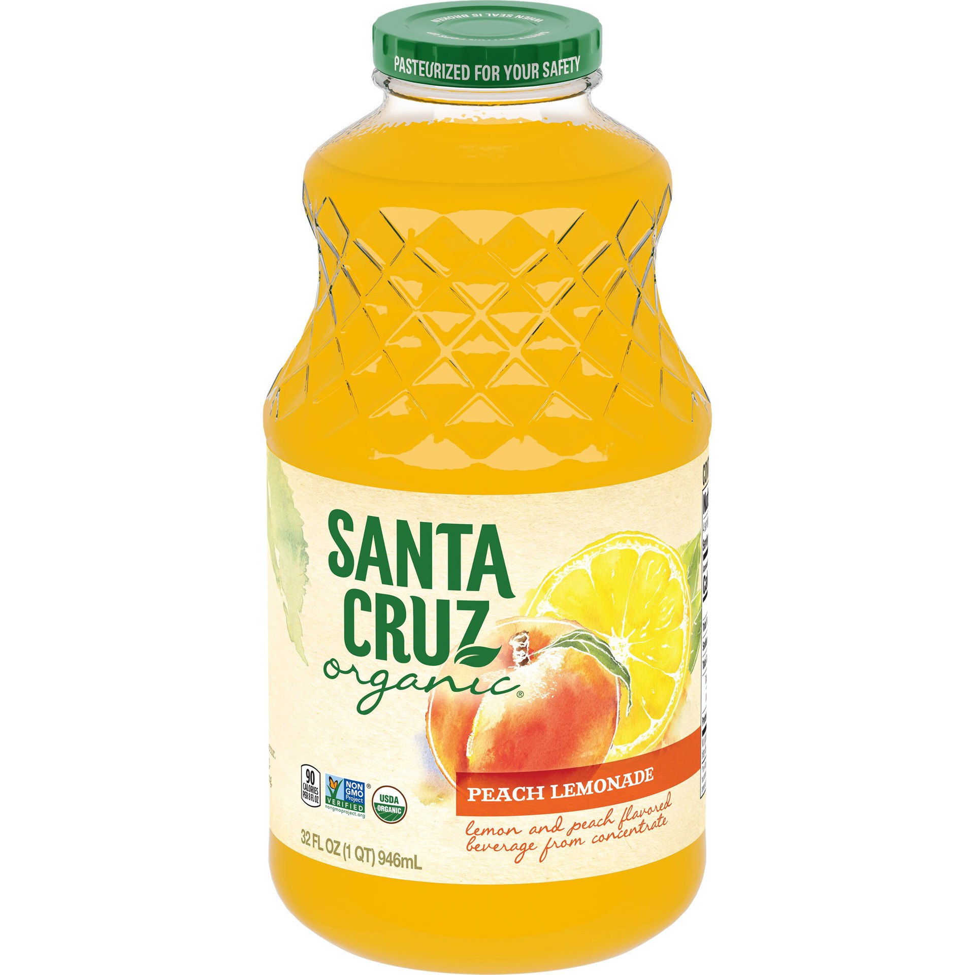 slide 1 of 1, Santa Cruz Organic Peach Lemonade, 32 Ounces, 32 fl oz