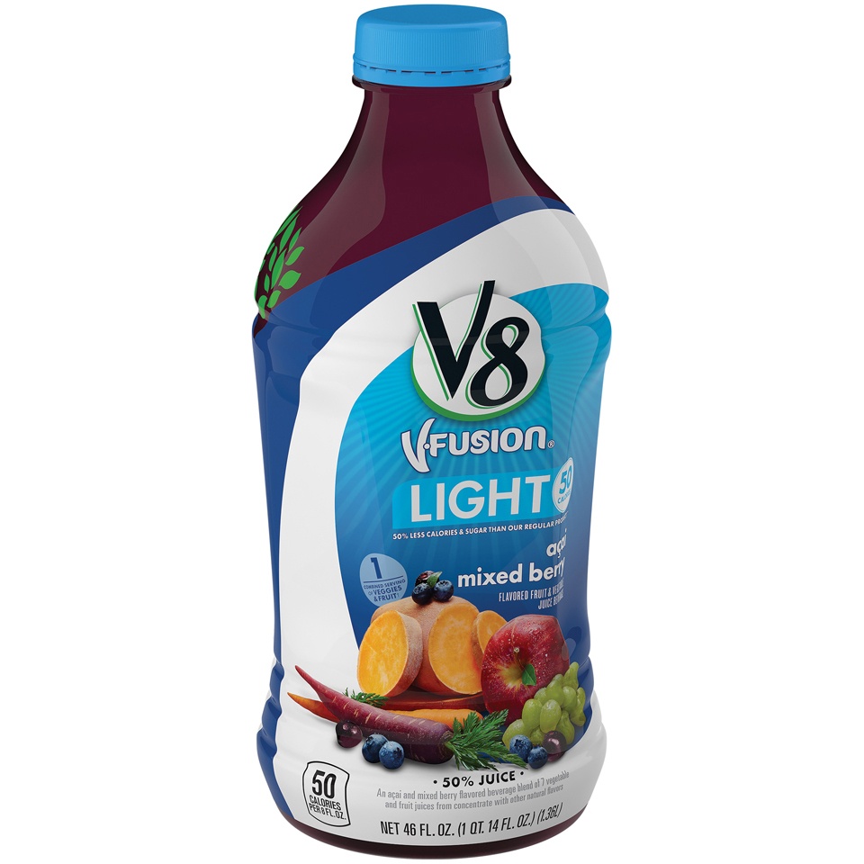 slide 1 of 4, V8 V-Fusion Light Acai Mixed Berry, 46 fl oz
