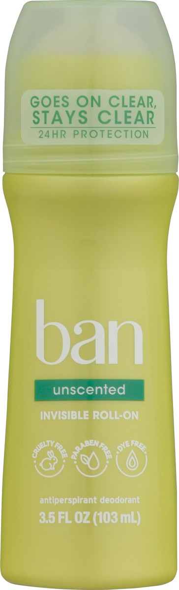 slide 5 of 12, Ban Invisible Roll-on Antiperspirant and Deodorant for Women and Men, Unscented, 3.5 Oz, 3.50 fl oz