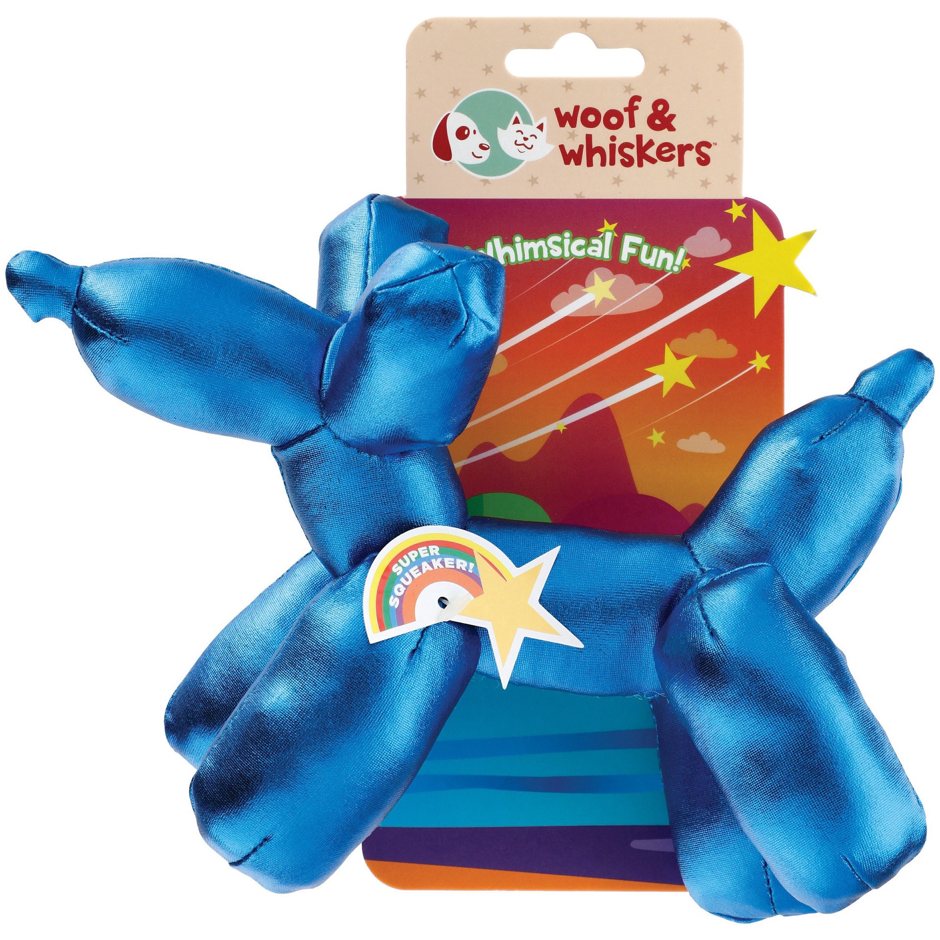 slide 1 of 1, Woof and Whiskers Blue Balloon Animal Plush Dog Toy, 1 ct