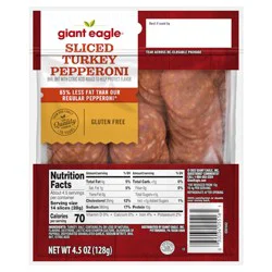 Giant Eagle Sliced Turkey Pepperoni, Pillow Pack