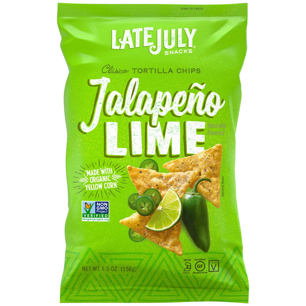 slide 1 of 5, Late July Snacks Jalapeño Lime Tortilla Chips, 5.5 oz