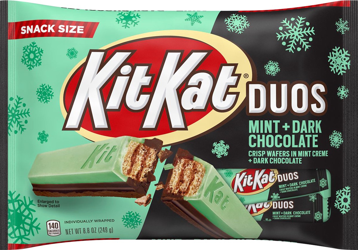slide 2 of 3, KIT KAT Crisp Wafers, Mint + Dark Chocolate, Snack Size, 1 ct
