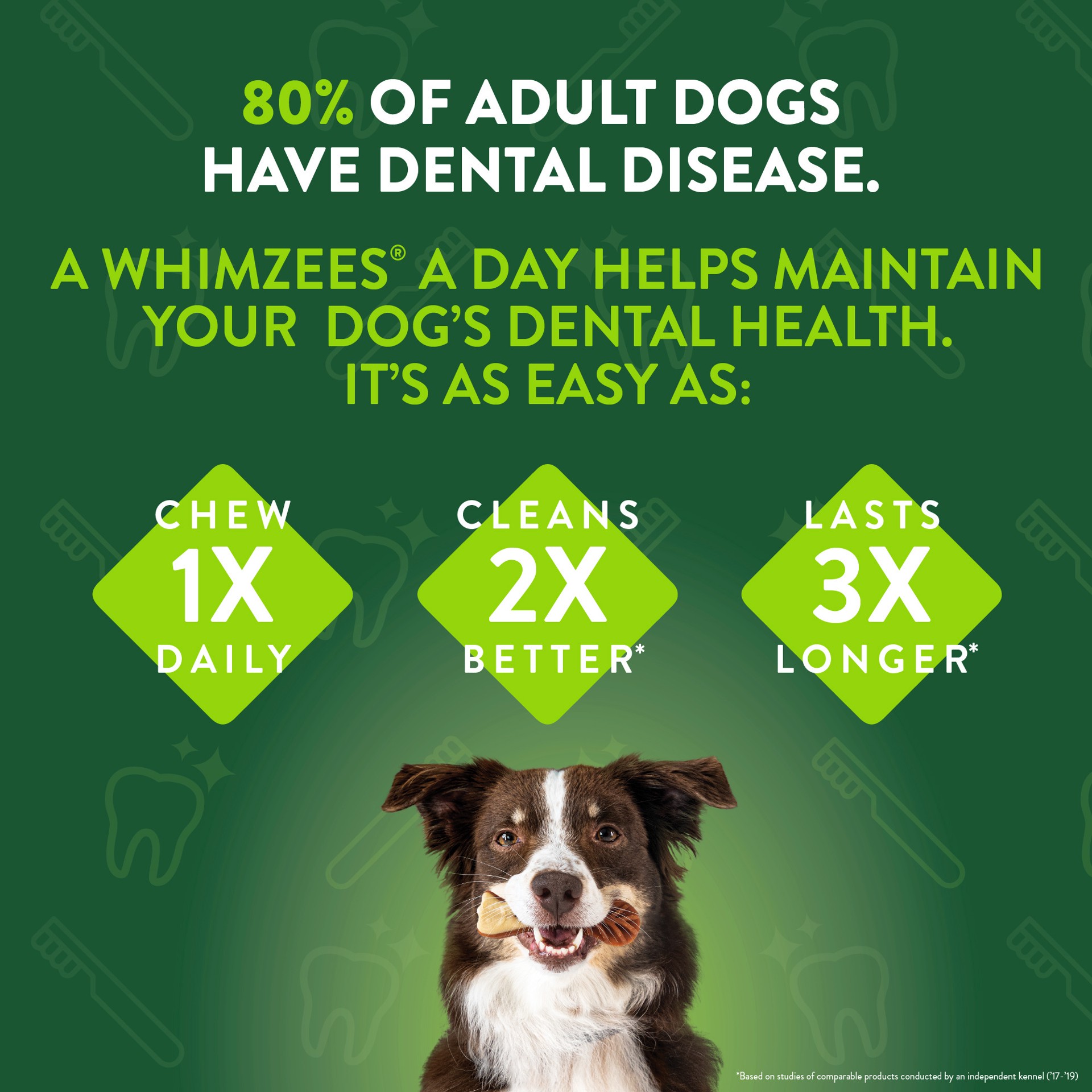 slide 4 of 4, Whimzees Brushzees Small Dogs (15-25 lbs) Dental Treats 14 ea, 1 ct