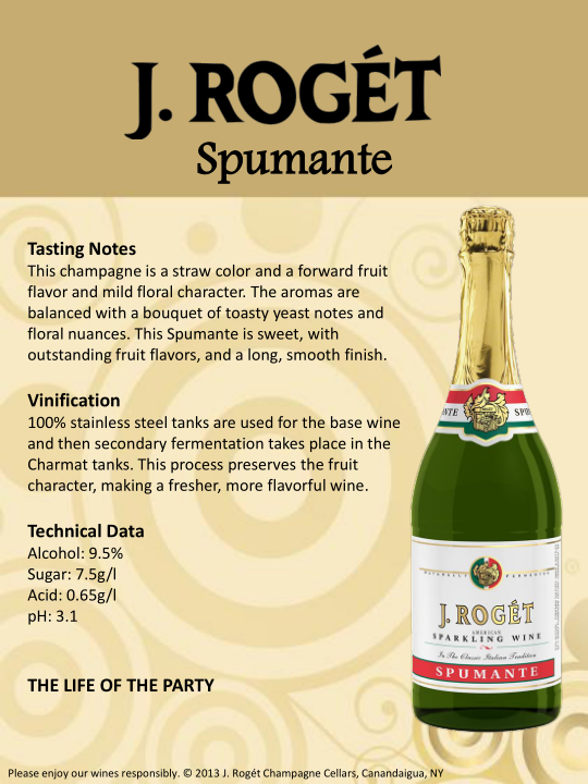 slide 2 of 3, J. Rogét Spumante White Sparkling Wine, 187 mL Mini Bottle, 6.32 fl oz