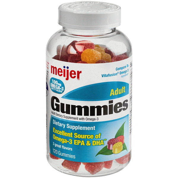 slide 1 of 1, Meijer Gummy Adult Omega 3, 120 ct