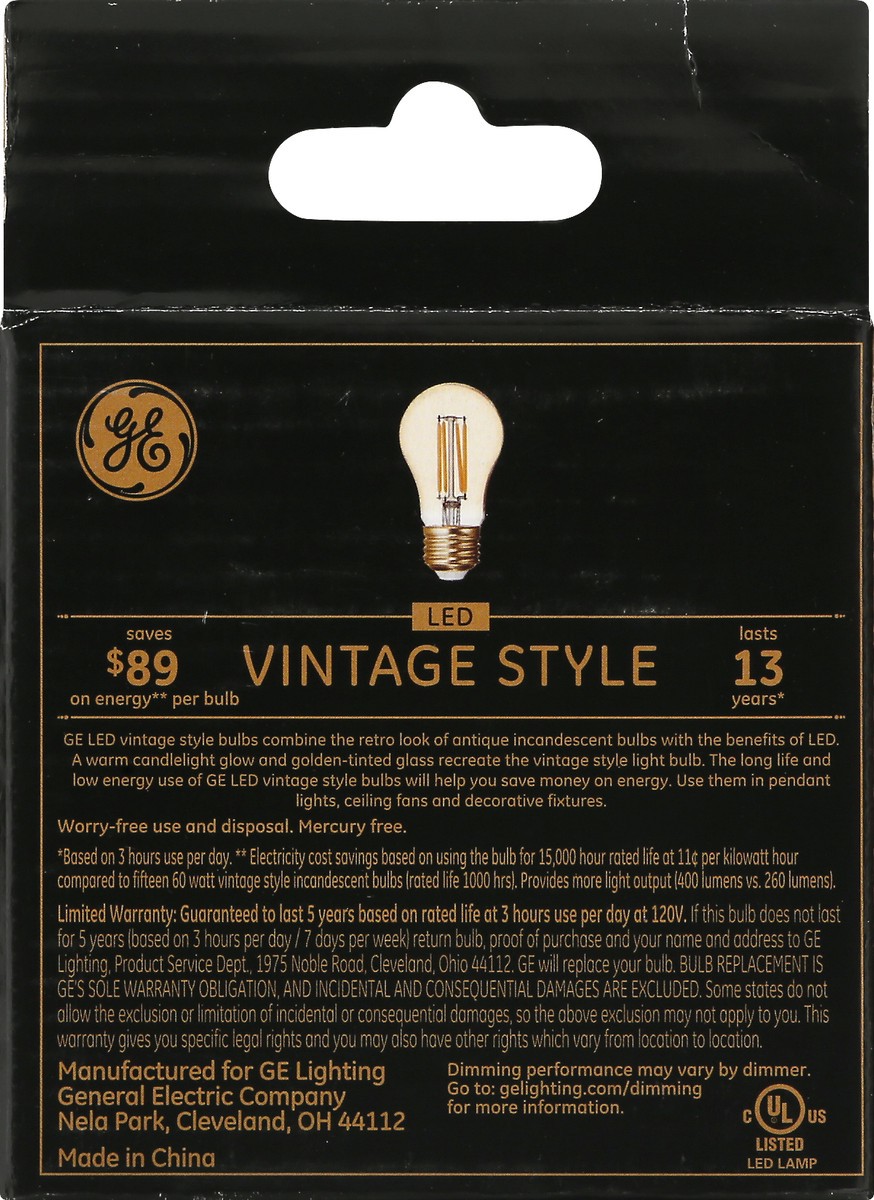 slide 2 of 8, GE LED Vintage Style Warm Candle Light Amber Glass 5.5 Watts Light Bulbs 2 ea, 2 ct