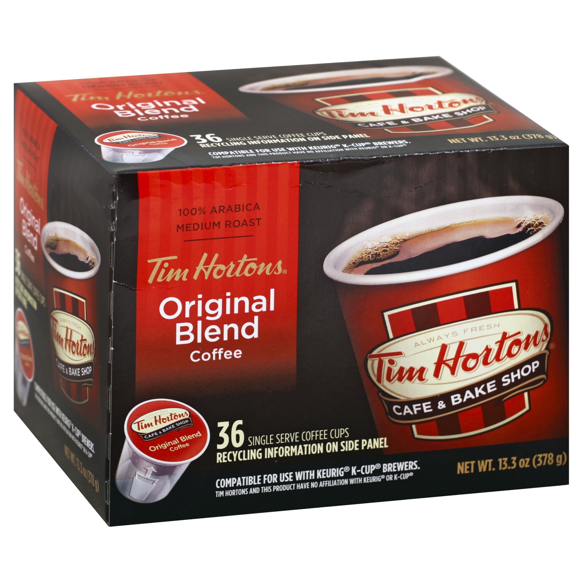 slide 1 of 1, Tim Hortons Original Blend Medium Roast Single Cup Coffee, 36 ct