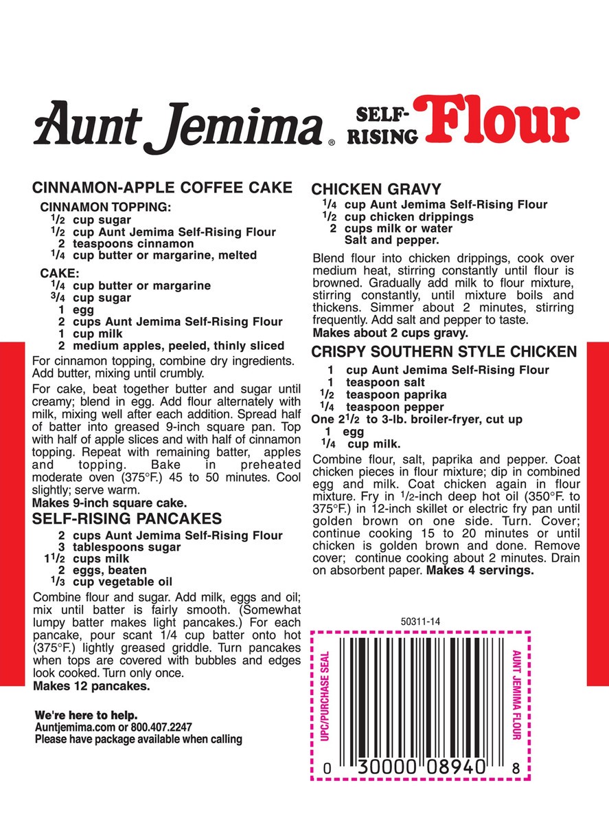 slide 5 of 6, Aunt Jemima Self-Rising Flour Enriched Bleached 80 Ounce Bag, 80 oz