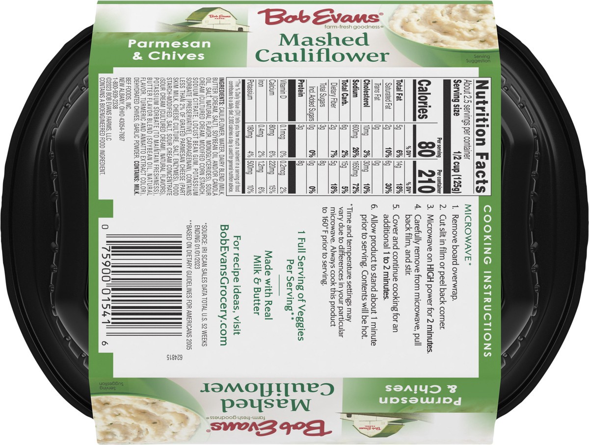 slide 5 of 9, Bob Evans Mashed Cauliflower Parmesan & Chive, 12 oz