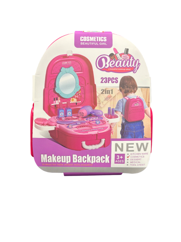 slide 1 of 1, Misco 2 in 1 Backpack & Beauty Shop Station Play Set, 23 ct