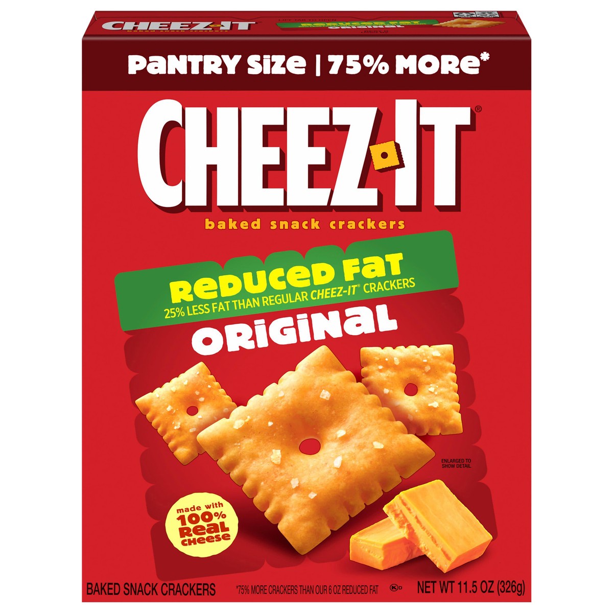 slide 1 of 8, Cheez-It Reduced Fat Original Baked Snack Cheese Crackers, 11.5 oz