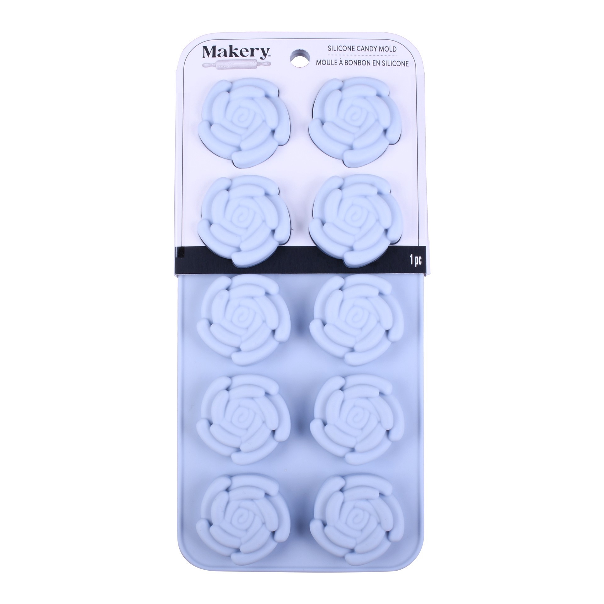 slide 4 of 4, Roses Silicone Candy Mold By Makery, 8.87 in x 0.59 in