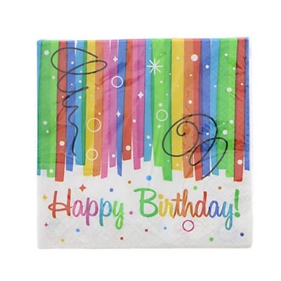 slide 1 of 1, Unique Industries Rainbow Ribbon Birthday Beverage Napkins, 16 ct