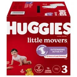 Huggies Little Movers Baby Diapers, Size 3, 76 Ct