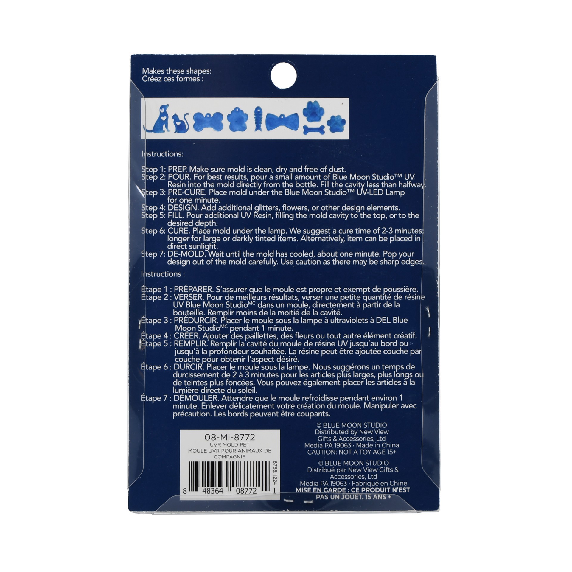 slide 3 of 5, Blue Moon Studio Uv Resin Craft Pets Silicone Mold, 3.15 in x 3.54 in x 0.47 in