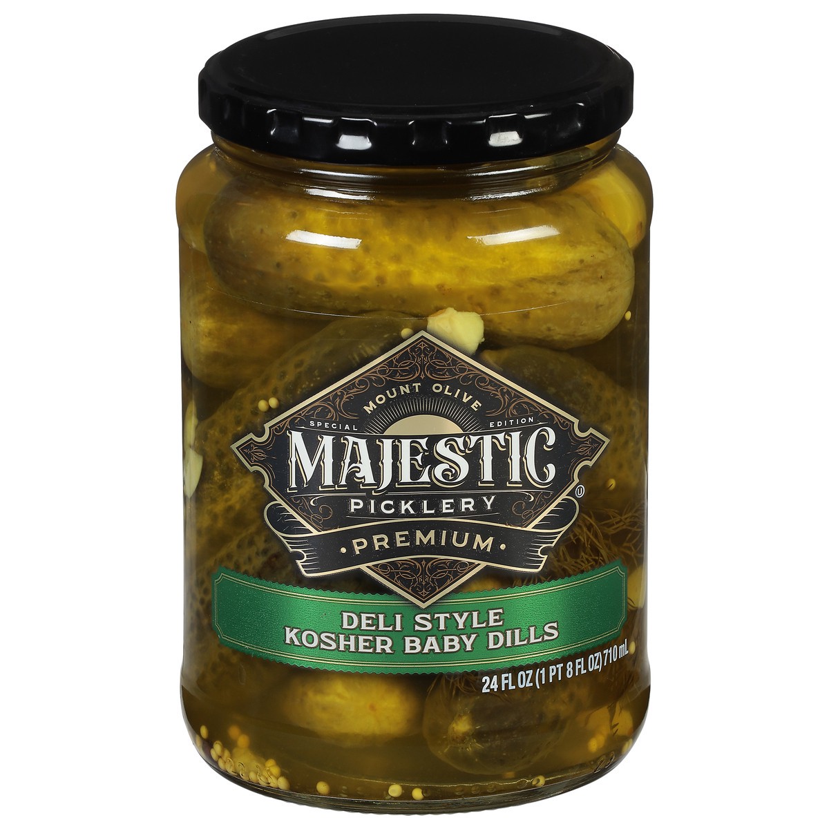 slide 4 of 9, Majestic Picklery Premium Deli Style Kosher Baby Dill Pickles - 24 fl oz jar, 24 fl oz