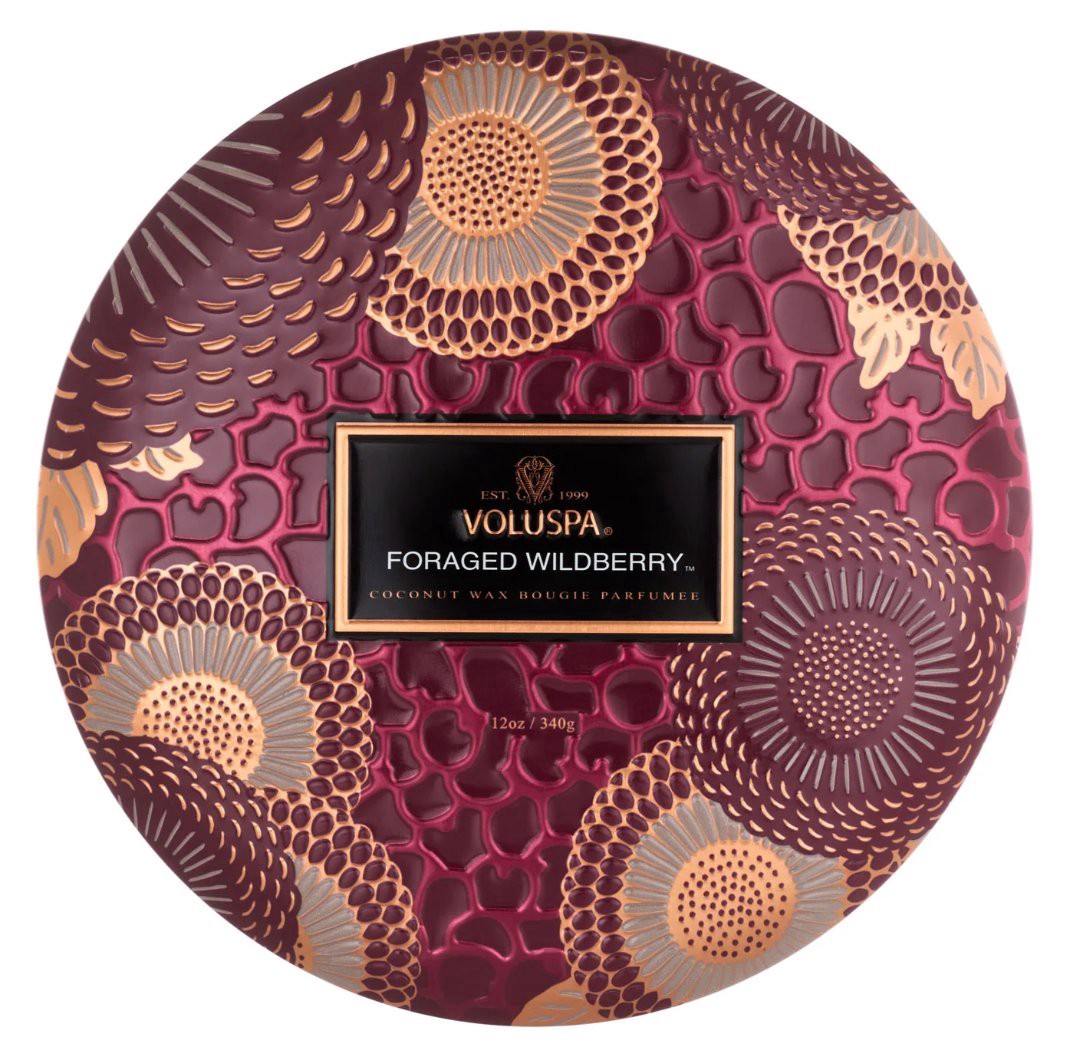 slide 1 of 1, Voluspa Foraged Wildberry 3-Wick Tin Candle, 12 oz