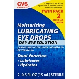 slide 1 of 1, CVS Health Moisturizing Lubricating Eye Drops Dry Eye Solution Twin Pack, 0.5 Oz, 1 oz