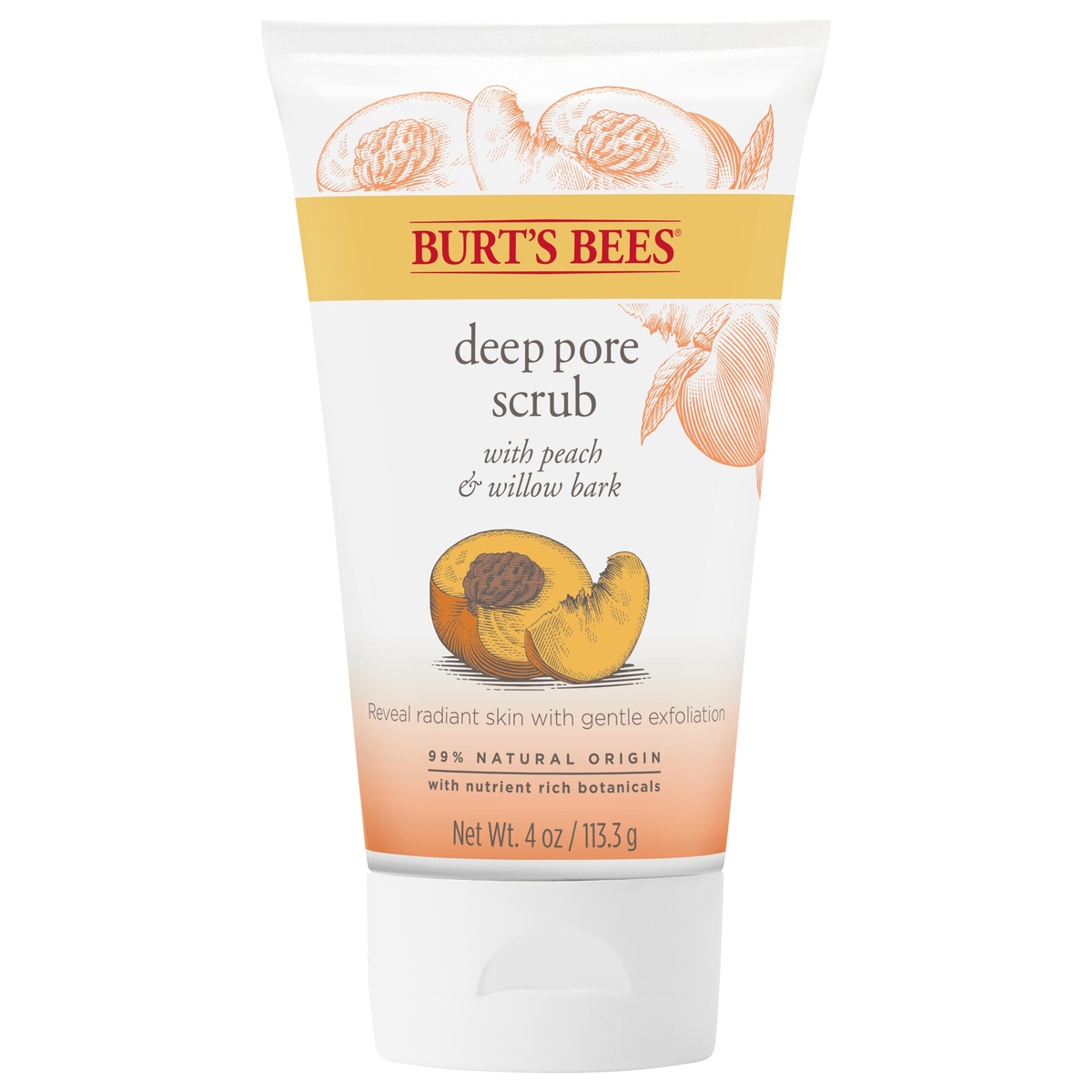 slide 1 of 1, Burt's Bees Peach & Willow Bark Deep Pore Exfoliating Facial Scrub - Unscented - 4oz, 4 oz