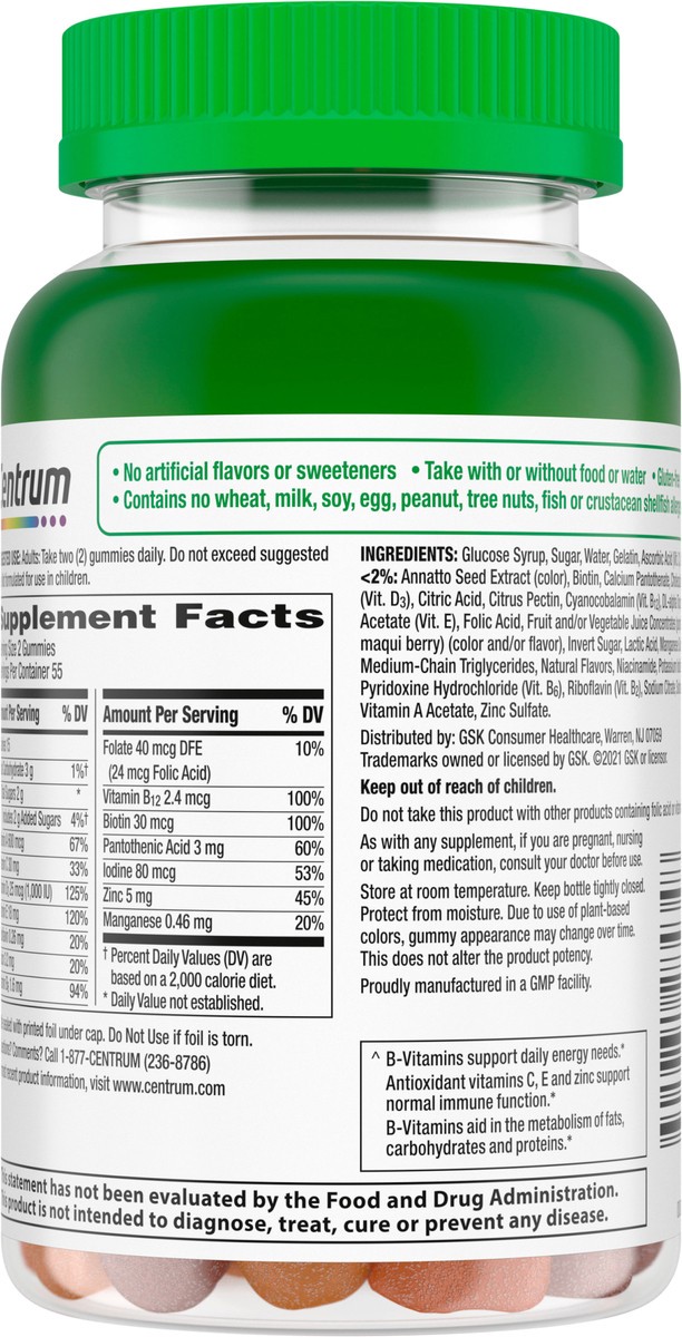 slide 3 of 9, Centrum Multi Vitamin Gummies, 110 ct