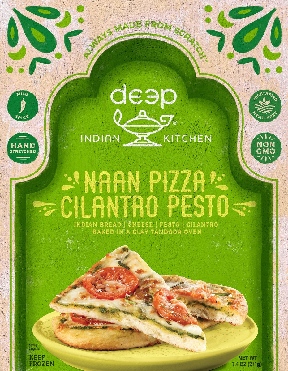 slide 1 of 7, Deep Indian Kitchen Cilantro Pesto Naan Pizza, 7.4 oz