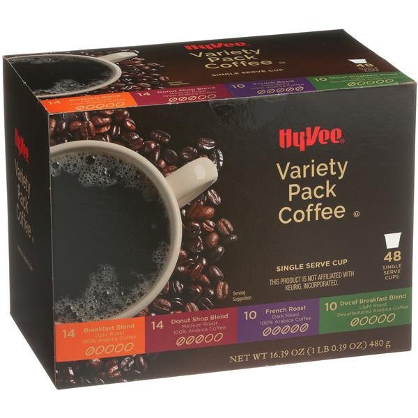 slide 1 of 1, Hy-Vee Variety Pack Single Serve Cup Coffee - 16.39 oz, 16.39 oz