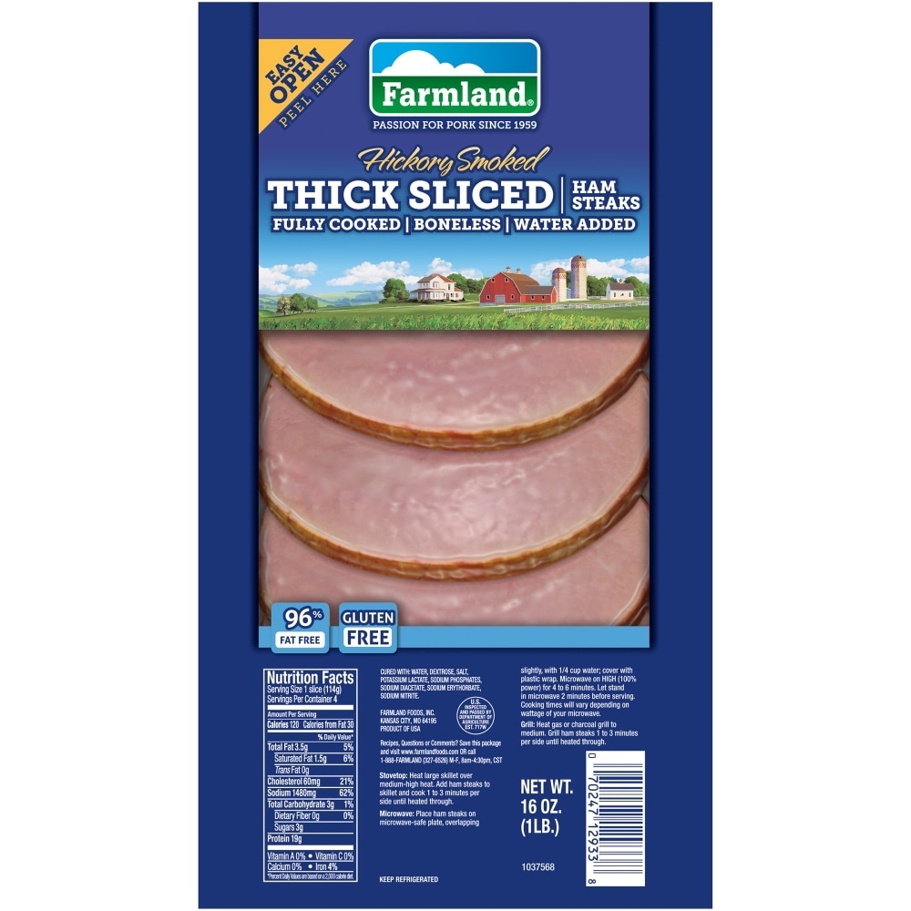 slide 1 of 1, Farmland Boneless Thick Sliced Ham Stk, 16 oz
