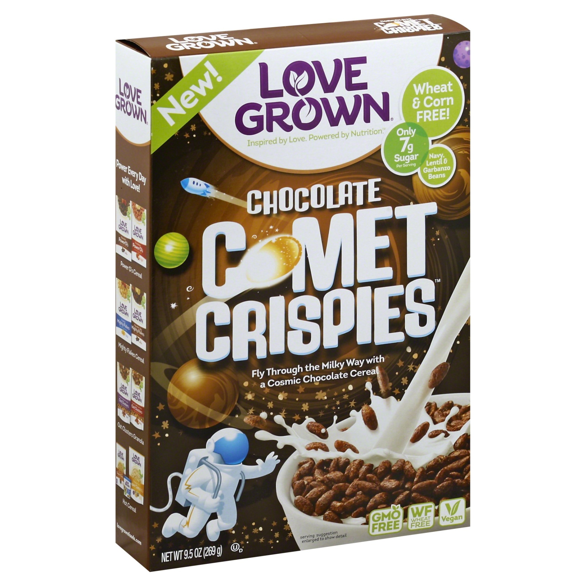 slide 1 of 2, Love Grown Chocolate Comet Crispies Cereal, 9.5 oz