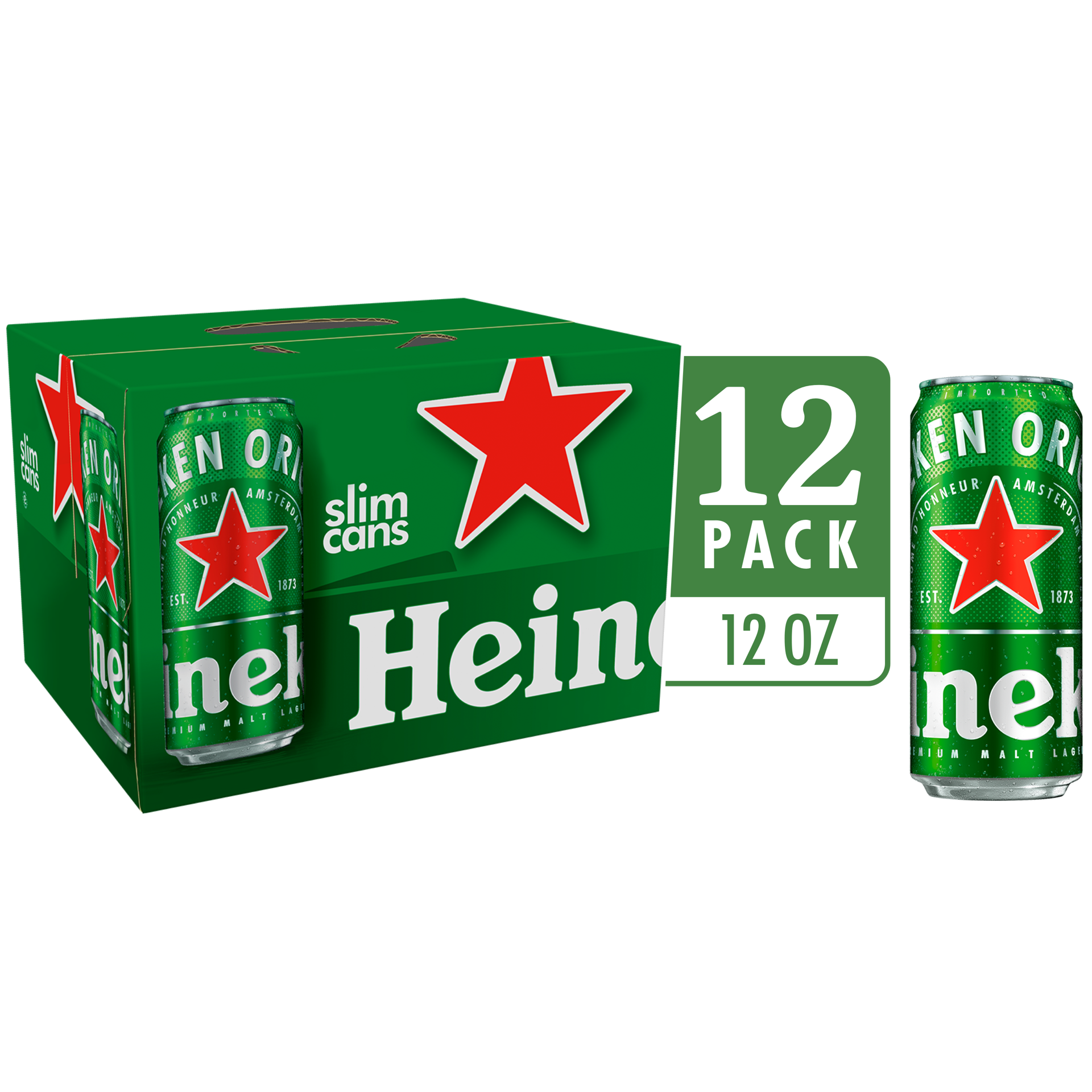 slide 1 of 51, Heineken Original Lager Beer, 12 Pack, 12 fl oz Cans, 144 fl oz