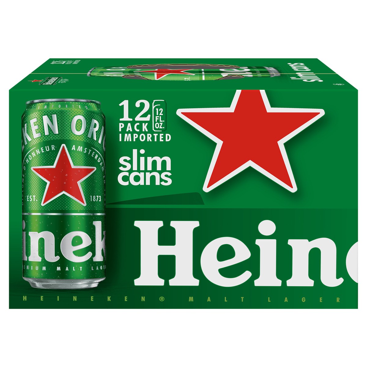 slide 1 of 51, Heineken Original Lager Beer, 12 Pack, 12 fl oz Cans, 12 ct