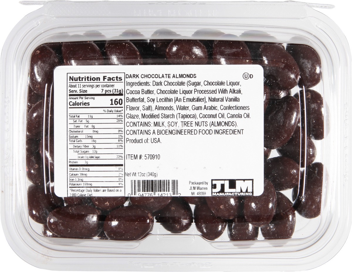 slide 2 of 9, JLM Manufacturing Dark Chocolate Almonds 12 oz, 12 oz