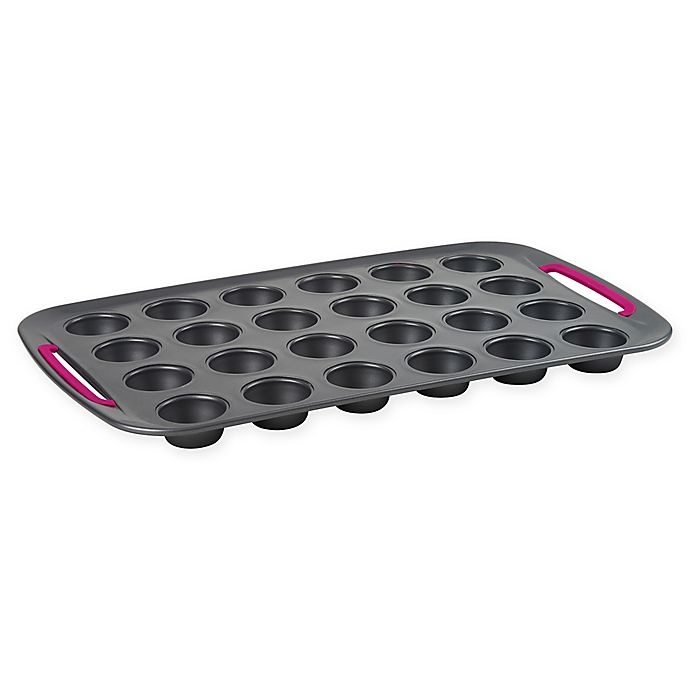 slide 1 of 1, Trudeau Nonstick 24-Cup Carbon Steel Muffin Pan - Grey/Fuchsia, 1 ct