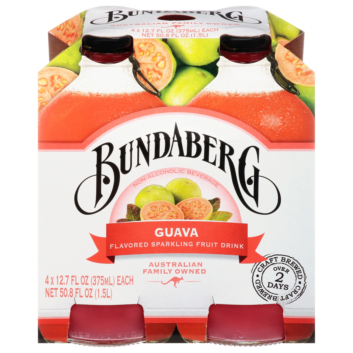 slide 1 of 1, Bundaberg Guava Flavored Sparkling Fruit Drink 4 - 12.7 fl oz Bottles, 4 ct; 12.7 oz