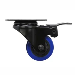 Super Sliders 2 inch Polyurethane Swivel Caster with Total-Lock Brake, 135 lb Capacity, Blue