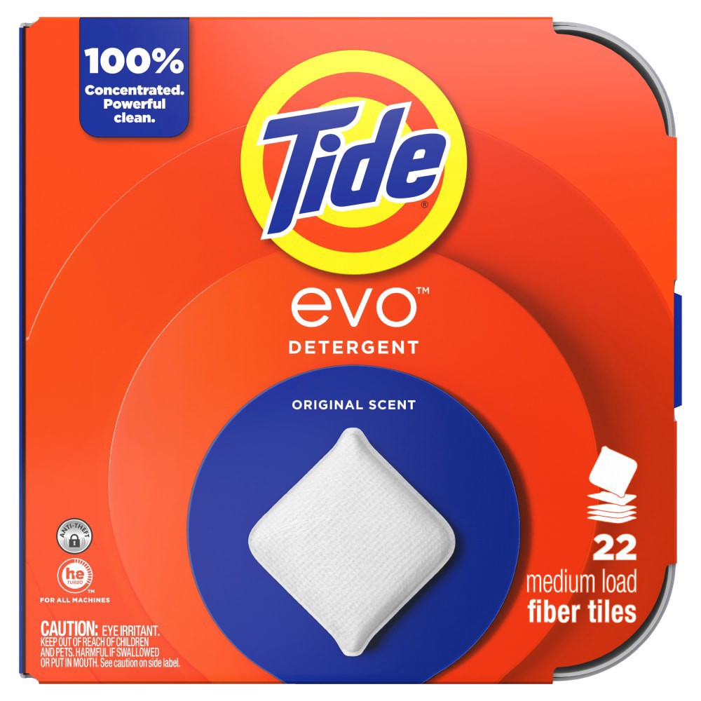 slide 3 of 6, Tide Evo Medium Load Fiber Tiles Original Scent Detergent 22 ea, 22 ct