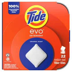 Tide Evo Medium Load Fiber Tiles Original Scent Detergent 22 ea
