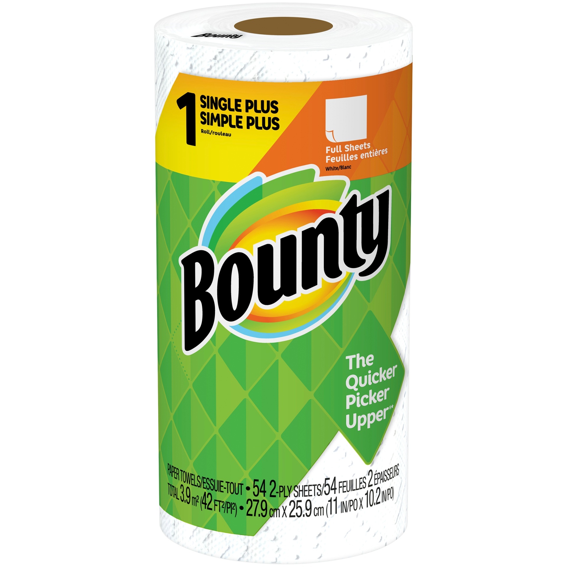 slide 1 of 1, Bounty Single Plus White Paper Towel, 42 sq ft