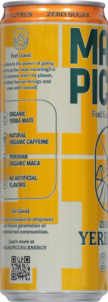 slide 7 of 9, Machu Picchu Energy Zero Sugar Yerba Mate Ocean Citrus Energy Drink- 12 fl oz, 12 fl oz