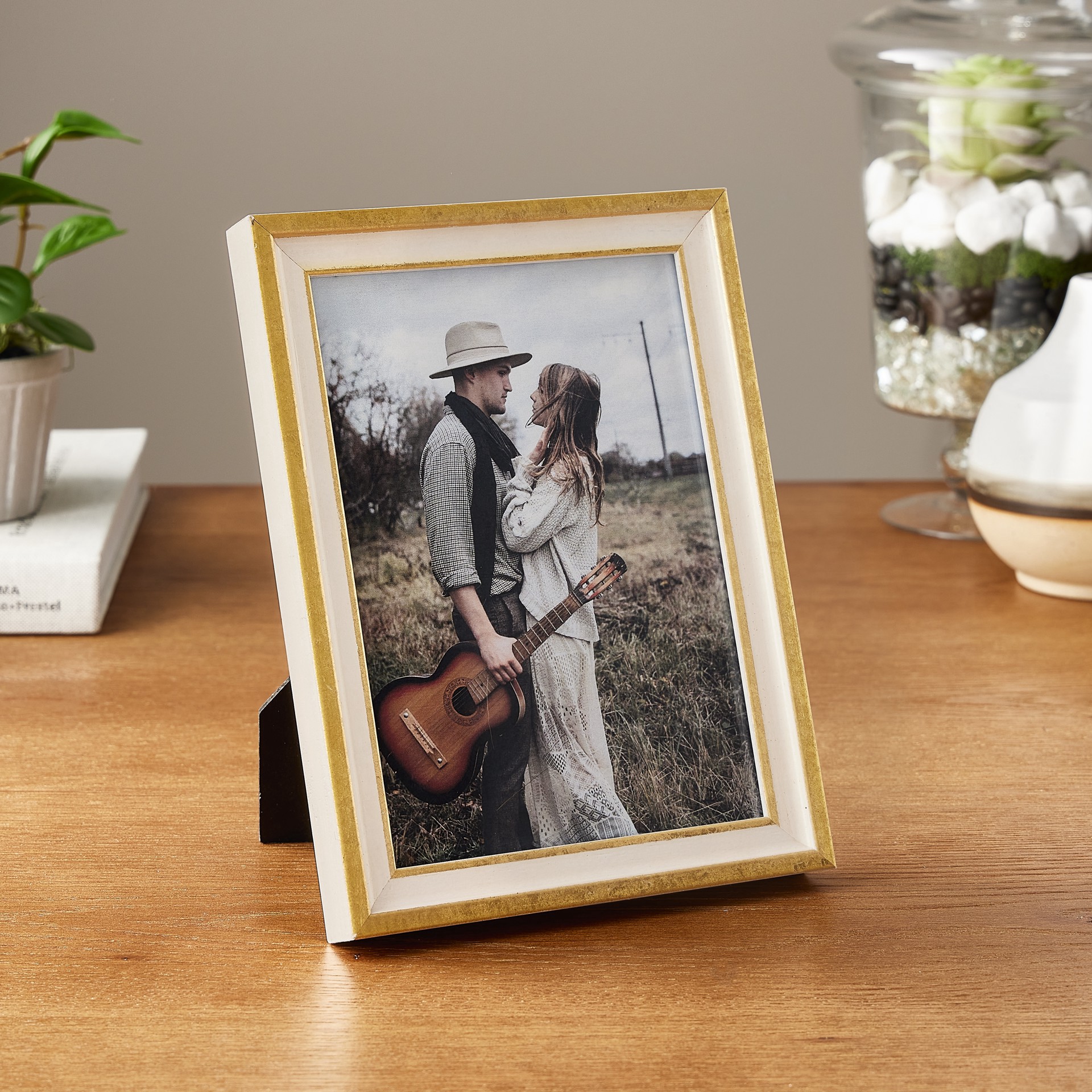 slide 3 of 5, Expressions Cream & Gold Leaf Frame By Studio Decor, 5 in x 7 in