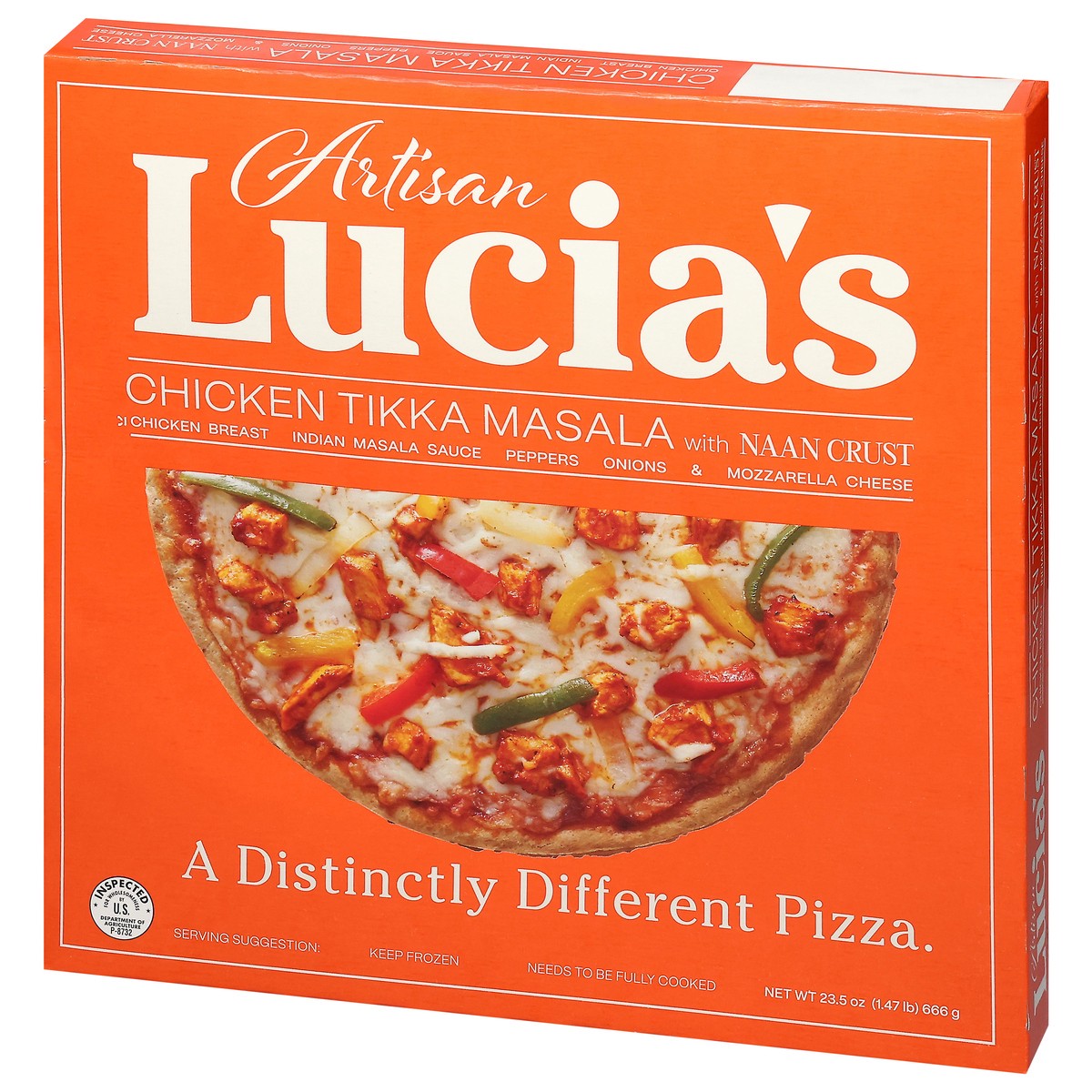 slide 12 of 13, Lucia's Artisan Naan Crust Chicken Tikka Masala Pizza 23.5 oz, 23.5 oz