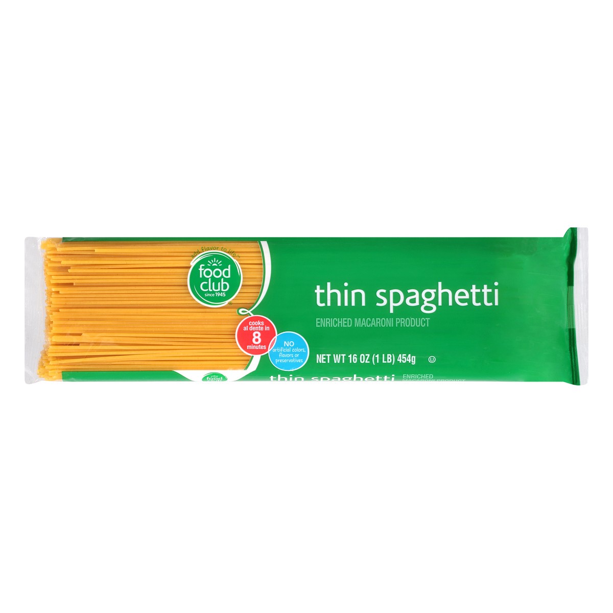 slide 1 of 11, Food Club Enriched Macaroni Product, Thin Spaghetti, 16 oz