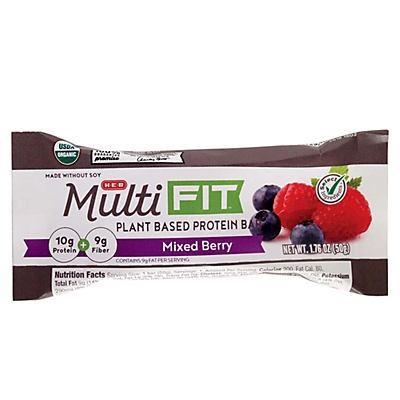 slide 1 of 1, H-E-B Select Ingredients Multi Fit Mixed Berry Plant Based Protein Bar, 1.76 oz